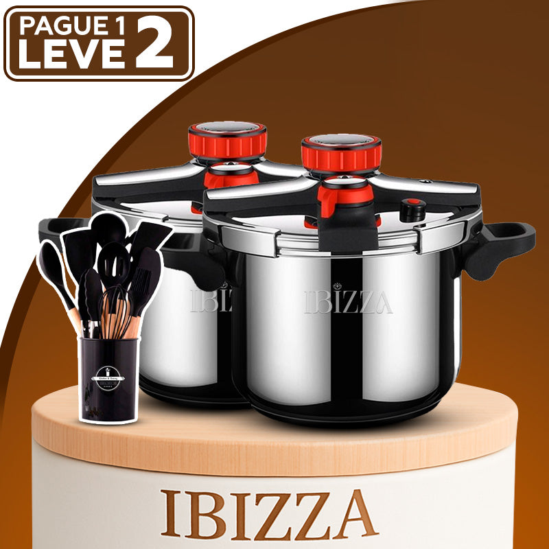 [Leve 2 Pague 1] Panela de Pressão TurboChef Aço Inoxidável - À Prova De Explosões + BRINDE: Kit Utensílios